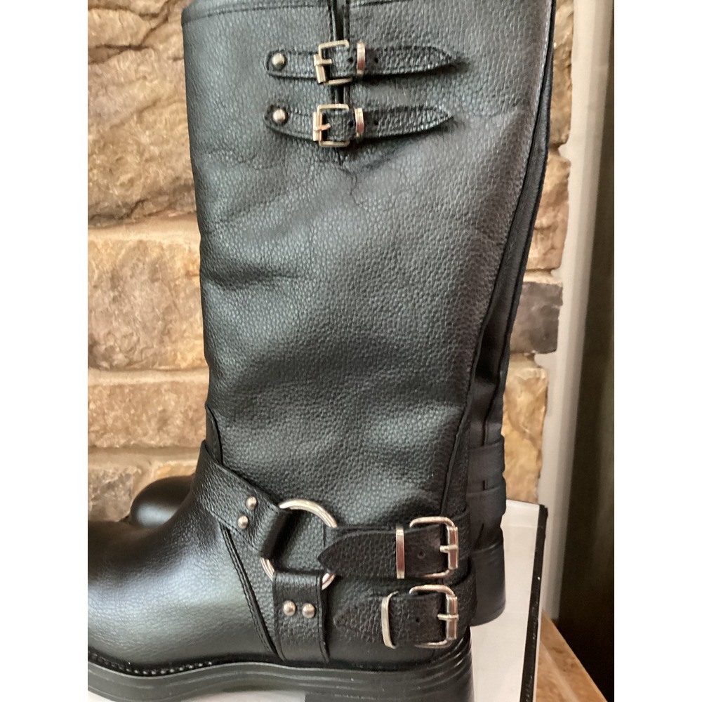 Steve Madden Astor Womens Size 8 Black Leather Boots Buckle Harness Mid Calf New - Picture 6 of 7